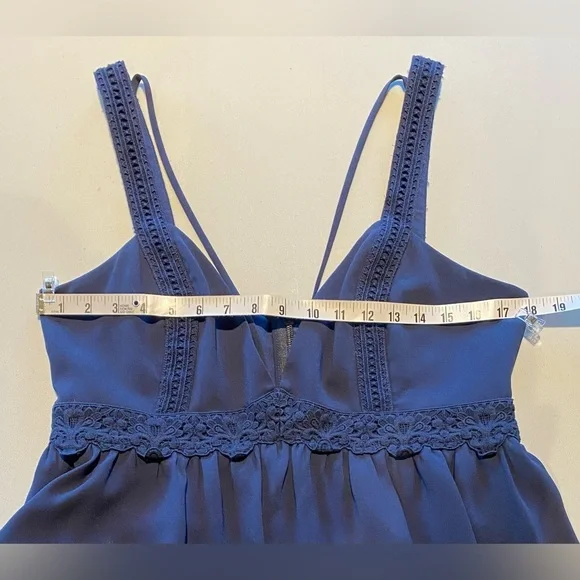 BCBGMaxAzria Wide-Leg Peplum Jumpsuit, Navy Blue, size L - Picture 7 of 12